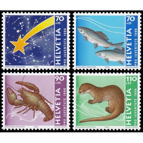 Suiza Switzerland 1525/28 1996 Pro juventud Navidad Fauna diversa MNH Suiza Switzerland 1525/28 1996 Pro juventud Navidad Fauna diversa MNH