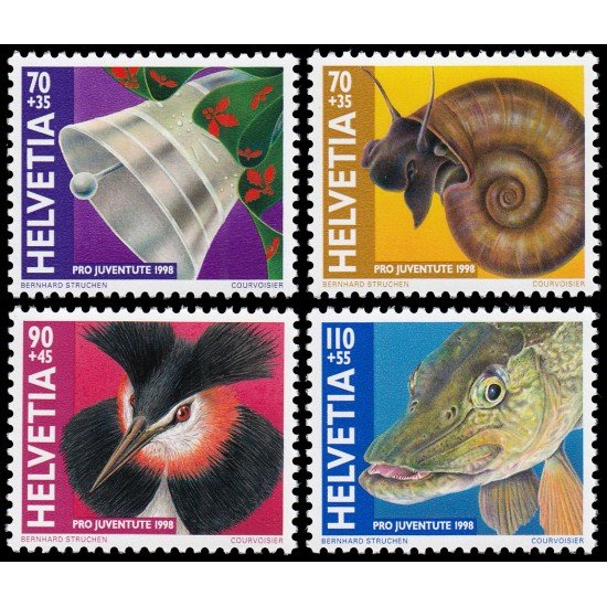 Suiza Switzerland 1593/96 1998 Pro juventud Navidad Fauna MNH Suiza Switzerland 1593/96 1998 Pro juventud Navidad Fauna MNH