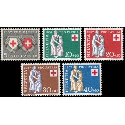 Suiza Switzerland 590/94 1957 Pro patria Persona necesitada y asistente, Cruz Roja MH Suiza Switzerland 590/94 1957 Pro patria Persona necesitada y asistente, Cruz Roja MH