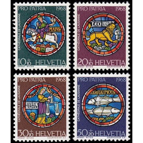Suiza Switzerland 807/10 1968 Pro patria Vidrieras de la Catedral de Lausana MNH Suiza Switzerland 807/10 1968 Pro patria Vidrieras de la Catedral de Lausana MNH