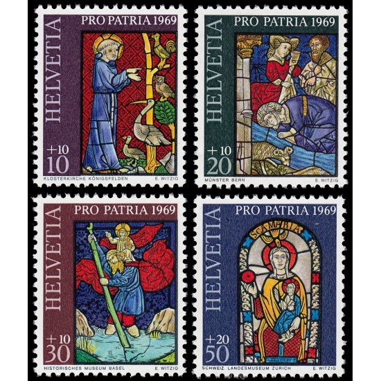 Suiza Switzerland 834/37 1969 Pro patria Vidrieras con historias bíblicas MNH Suiza Switzerland 834/37 1969 Pro patria Vidrieras con historias bíblicas MNH
