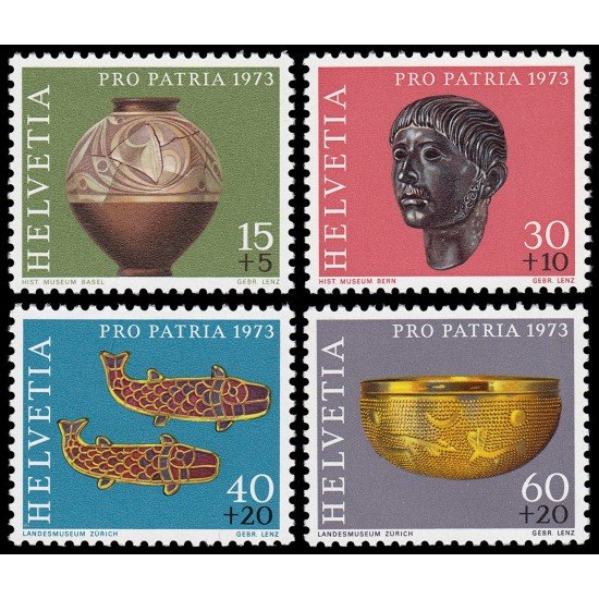 Suiza Switzerland 926/29 1973 Pro patria Tesoros arqueológicos MNH Suiza Switzerland 926/29 1973 Pro patria Tesoros arqueológicos MNH