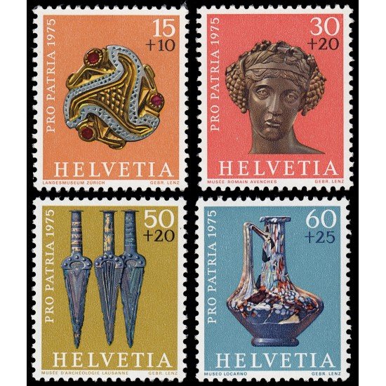 Suiza Switzerland 983/86 1975 Pro patria Tesoros arqueológicos MNH Suiza Switzerland 983/86 1975 Pro patria Tesoros arqueológicos MNH