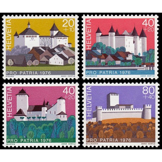 Suiza Switzerland 1005/08 1976 Pro patria Castillos suizos MNH Suiza Switzerland 1005/08 1976 Pro patria Castillos suizos MNH