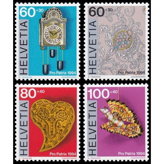 Suiza Switzerland 1455/58 1994 Pro patria Arte popular MNH Suiza Switzerland 1455/58 1994 Pro patria Arte popular MNH