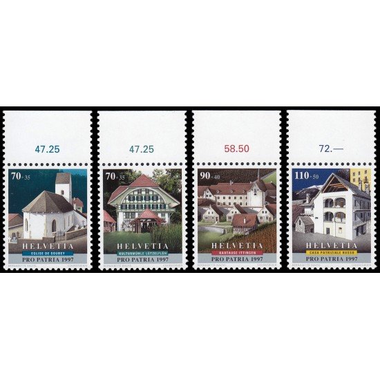Suiza Switzerland 1539/42 1997 Pro patria Bienes culturales y paisajes MNH Suiza Switzerland 1539/42 1997 Pro patria Bienes culturales y paisajes MNH