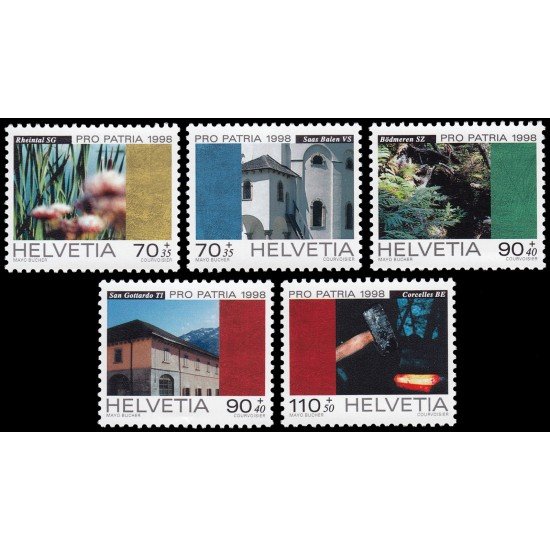 Suiza Switzerland 1577/81 1998 Pro patria Bienes culturales y paisajes MNH Suiza Switzerland 1577/81 1998 Pro patria Bienes culturales y paisajes MNH