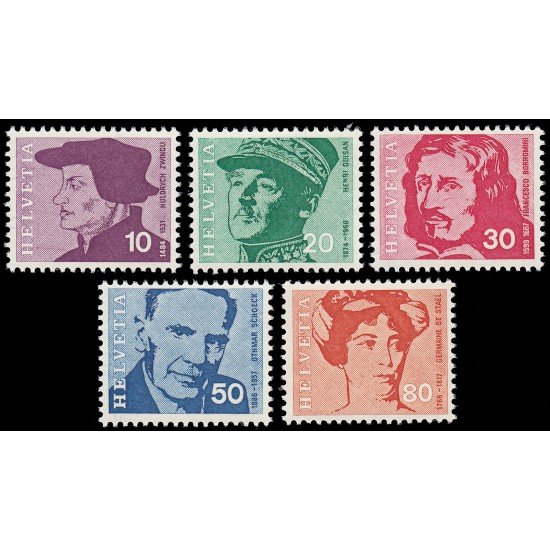 Suiza Switzerland 841/45 1969 Celebridades nacionales MNH Suiza Switzerland 841/45 1969 Celebridades nacionales MNH