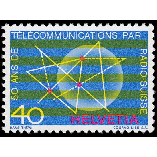Suiza Switzerland 885 1971 Radio Suiza Representación esquemática de las telecomunicaciones MNH Suiza Switzerland 885 1971 Radio Suiza Representación esquemática de las telecomunicaciones MNH