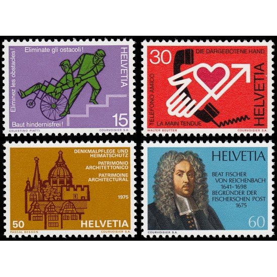 Suiza Switzerland 987/90 1975 Sellos de propaganda MNH Suiza Switzerland 987/90 1975 Sellos de propaganda MNH