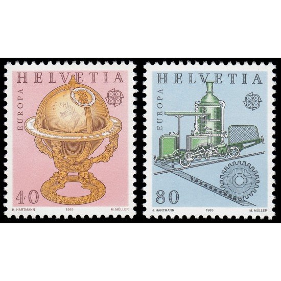 Suiza Switzerland 1178/79 1983 Grandes logros de la humanidad MNH Suiza Switzerland 1178/79 1983 Grandes logros de la humanidad MNH