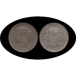 España 5 Pesetas Plata Duro 1898 *98 SG V Alfonso XIII