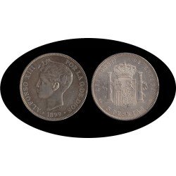 España 5 Pesetas Plata Duro 1899 *99 SG V Alfonso XIII