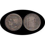 España 5 Pesetas Plata Duro 1884 *84 MS M Alfonso XII