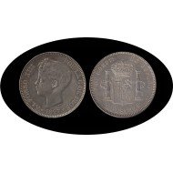 España 5 Pesetas Plata Duro 1897 *97 SG V Alfonso XIII