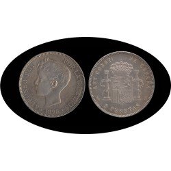 España 5 Pesetas Plata Duro 1898 *98 SG V Alfonso XIII