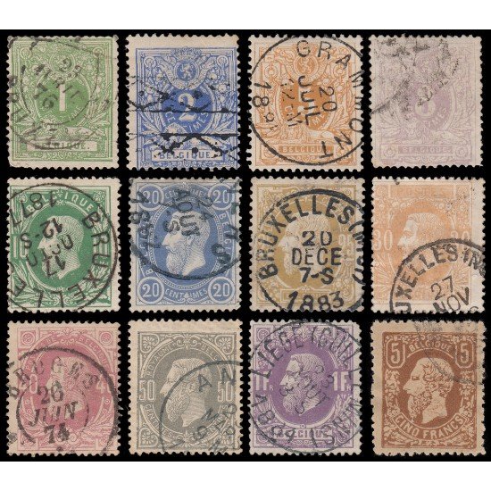 Bélgica 26/37 1869-78 Cifras y Leopoldo II Usados Bélgica 26/37 1869-78 Cifras y Leopoldo II Usados