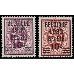Bélgica 333/34 1932 Sellos de 1929-32 con sobrecarga MNH Bélgica 333/34 1932 Sellos de 1929-32 con sobrecarga MNH