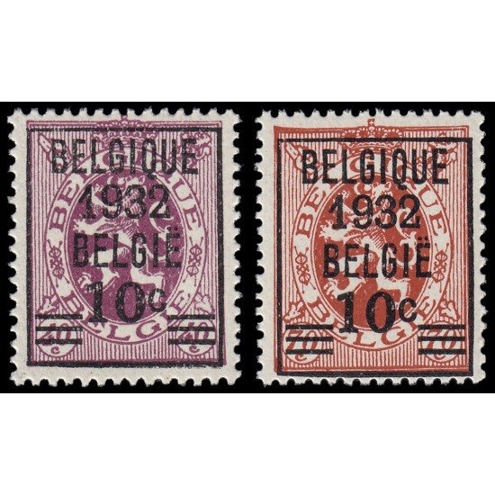 Bélgica 333/34 1932 Sellos de 1929-32 con sobrecarga MNH Bélgica 333/34 1932 Sellos de 1929-32 con sobrecarga MNH