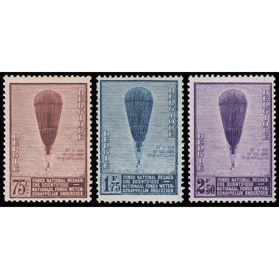 Bélgica 353/55 1932 El globo de August Piccard MNH Bélgica 353/55 1932 El globo de August Piccard MNH