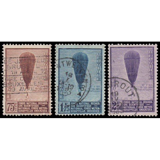 Bélgica 353/55 1932 El globo de August Piccard Usados Bélgica 353/55 1932 El globo de August Piccard Usados