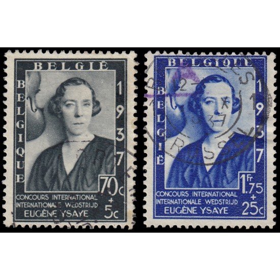 Bélgica 456/57 1937 Concurso inter. de música Eugène Ysaye Reina Elisabeth Usados
