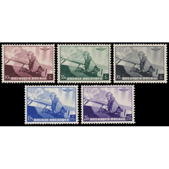 Bélgica 466/70 1938 Conferencia aeropostal europea Aviones MNH Bélgica 466/70 1938 Conferencia aeropostal europea Aviones MNH