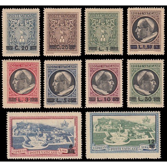 Vaticano 120/27 + Expres 7/8 1946 Serie Pio XII MH Vaticano 120/27 + Expres 7/8 1946 Serie Pio XII MH