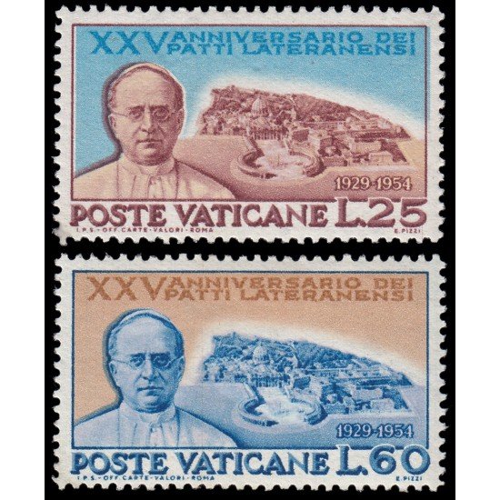 Vaticano 192/93 1954 25 aniv. delos acuerdos de Letrán MH Vaticano 192/93 1954 25 aniv. delos acuerdos de Letrán MH
