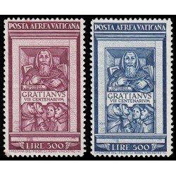 Vaticano Aéreo 20/21 1951 VIII centenario del Decreto de Graciano de Mónaco MH Vaticano Aéreo 20/21 1951 VIII centenario del Decreto de Graciano de Mónaco MH