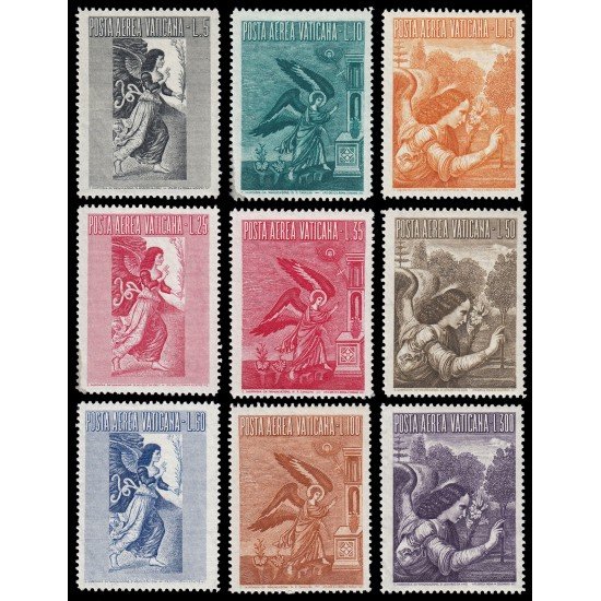 Vaticano Aéreo 24/32 1956 La Anunciación Ángel Sombras MNH Vaticano Aéreo 24/32 1956 La Anunciación Ángel Sombras MNH