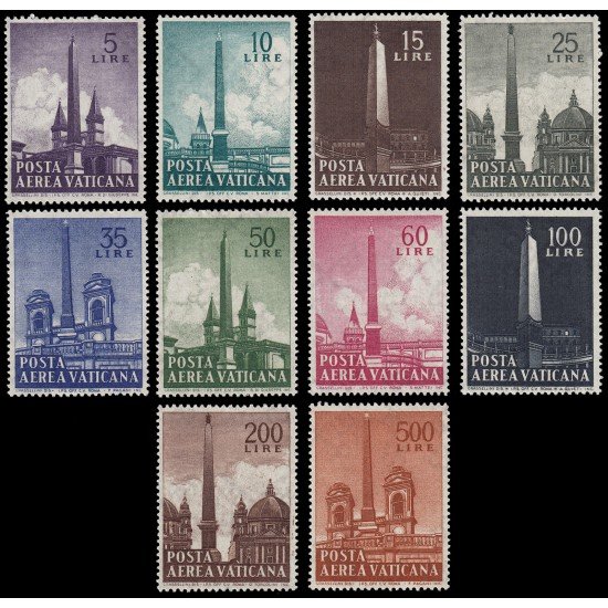 Vaticano Aéreo 35/44 1959 Serie Obeliscos MH Vaticano Aéreo 35/44 1959 Serie Obeliscos MH