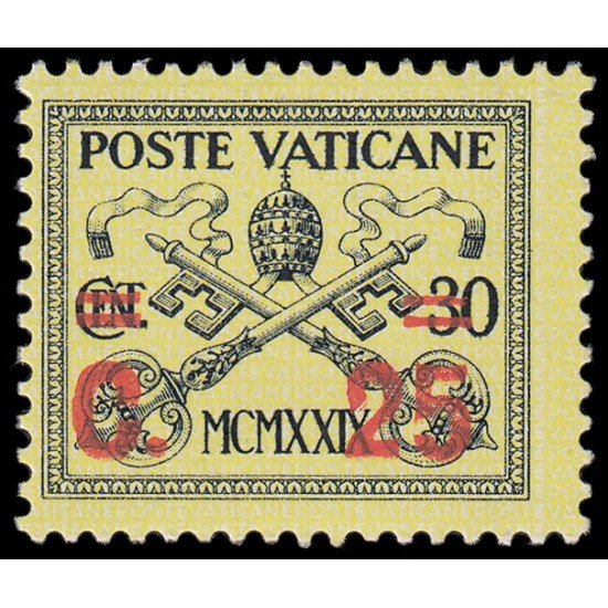 Vaticano 39 1931 Conciliación Escudo Papal con sobrecarga MNH Vaticano 39 1931 Conciliación Escudo Papal con sobrecarga MNH