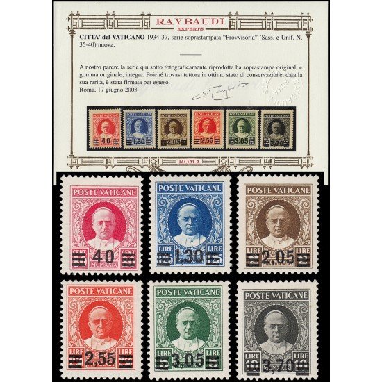 Vaticano 60/65 1934 Provisoria Pio XI MNH Vaticano 60/65 1934 Provisoria Pio XI MNH