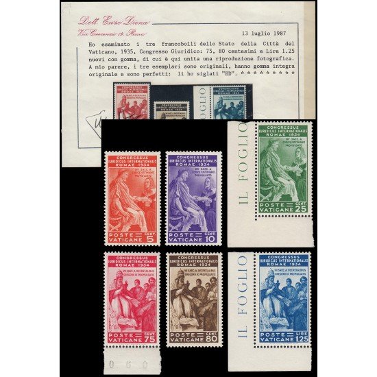 Vaticano 66/71 1935 Congreso jurídico Roma Gregorio IX MNH Vaticano 66/71 1935 Congreso jurídico Roma Gregorio IX MNH