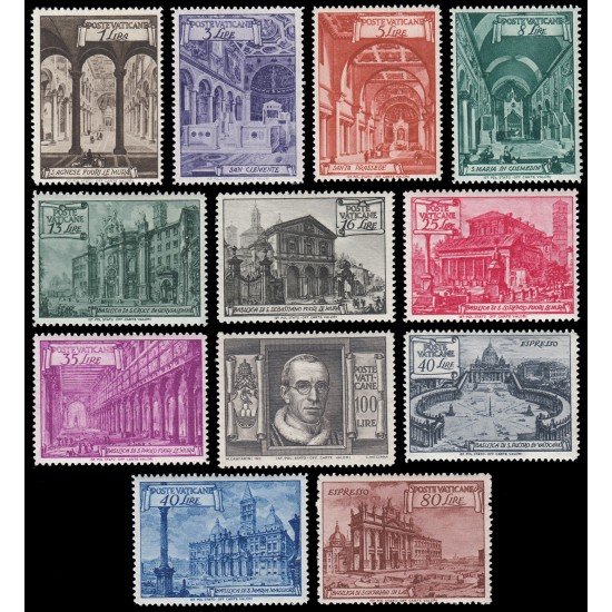 Vaticano 140/49 +11/12 Expres 1949 Iglesias y Basílicas Romanas MNH
