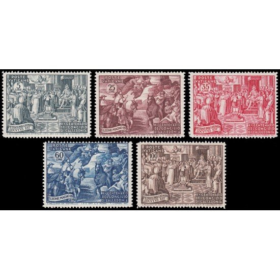 Vaticano 167/71 1951 XV Cent. Concilio Calcedonia MNH Vaticano 167/71 1951 XV Cent. Concilio Calcedonia MNH