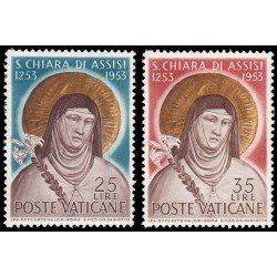 Vaticano 187/88 1953 Santa Clara MNH Vaticano 187/88 1953 Santa Clara MNH