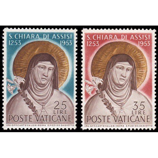 Vaticano 187/88 1953 Santa Clara MNH Vaticano 187/88 1953 Santa Clara MNH