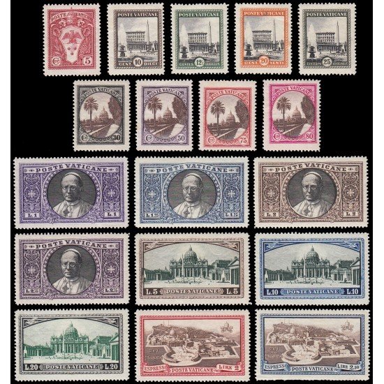 Vaticano 44/59 + Expres 3/4 1933 Papa Pio XI St. Plaza San Pedro Catedral MH Vaticano 44/59 + Expres 3/4 1933 Papa Pio XI St. Plaza San Pedro Catedral MH
