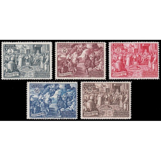 Vaticano 167/71 1951 XV Cent. Concilio Calcedonia MNH Vaticano 167/71 1951 XV Cent. Concilio Calcedonia MNH