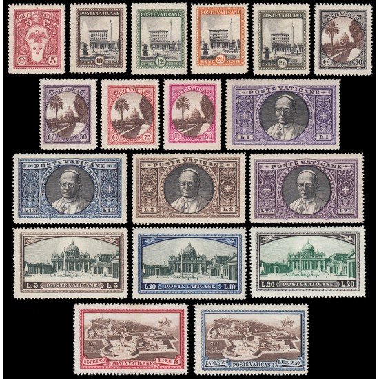 Vaticano 44/59 + Expres 3/4 1933 Papa Pio XI St. Plaza San Pedro Catedral MH Vaticano 44/59 + Expres 3/4 1933 Papa Pio XI St. Plaza San Pedro Catedral MH