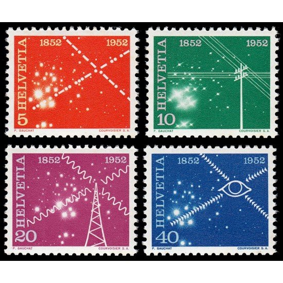 Suiza Switzerland 517/20 1952 Centenario del Servicio de telecomunicaciones MNH Suiza Switzerland 517/20 1952 Centenario del Servicio de telecomunicaciones MNH