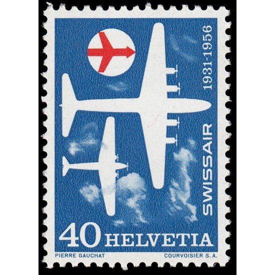 TRA2 Suiza Switzerland 575 1956 25 aniv. de la compañía aérea Swissair MNH TRA2 Suiza Switzerland 575 1956 25 aniv. de la compañía aérea Swissair MNH
