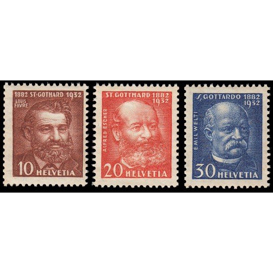 Suiza Switzerland 260/62 1932 Louis Favre Alfred Escher y Emile Welti MNH Suiza Switzerland 260/62 1932 Louis Favre Alfred Escher y Emile Welti MNH