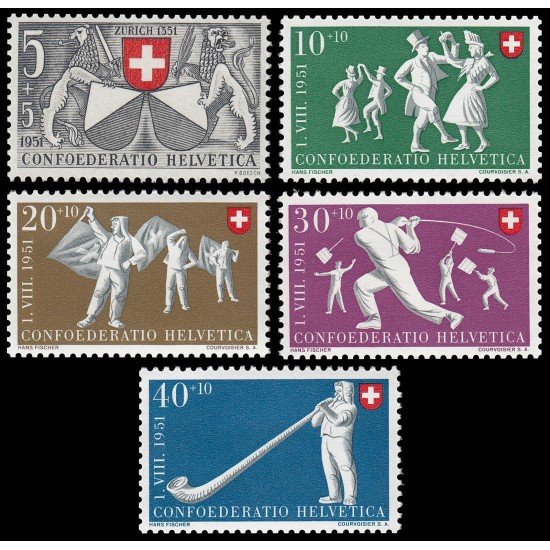 Suiza Switzerland 507/11 1951 Sexto centenario de la entrada de Zurich en la Confederación MNH Suiza Switzerland 507/11 1951 Sexto centenario de la entrada de Zurich en la Confederación MNH