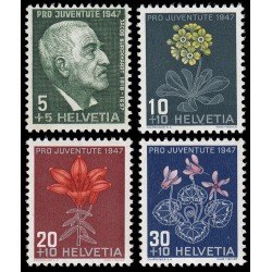 Suiza Switzerland 445/48 1947 Pro juventud J. Burckhardt Flores Flowers MNH Suiza Switzerland 445/48 1947 Pro juventud J. Burckhardt Flores Flowers MNH