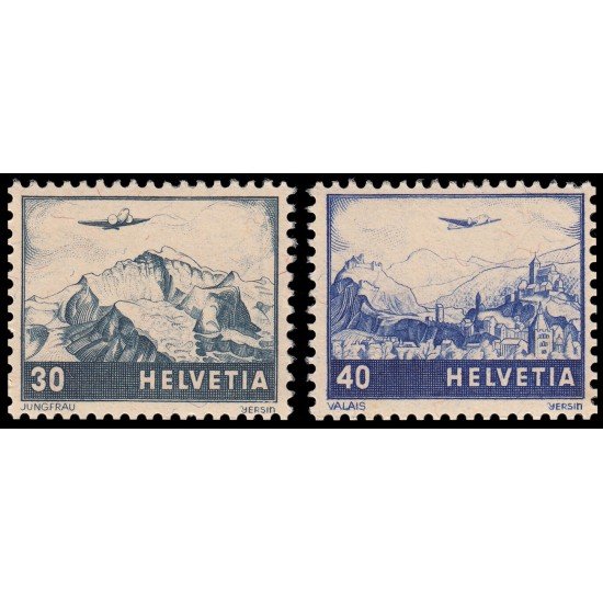 Suiza Switzerland A-42/43 1948 Avión sobre paisajes MNH Suiza Switzerland A-42/43 1948 Avión sobre paisajes MNH