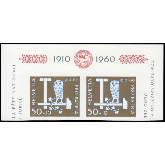 Suiza Switzerland SH procedente de hojita HB 17 1960 Pro Patria Lechuza MNH Suiza Switzerland SH procedente de hojita HB 17 1960 Pro Patria Lechuza MNH