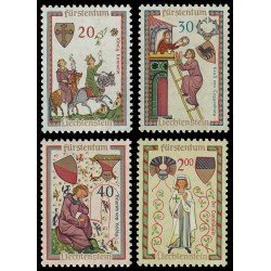 Liechtenstein 373/76 1962 Los trovadores de Minnesinger MNH Liechtenstein 373/76 1962 Los trovadores de Minnesinger MNH